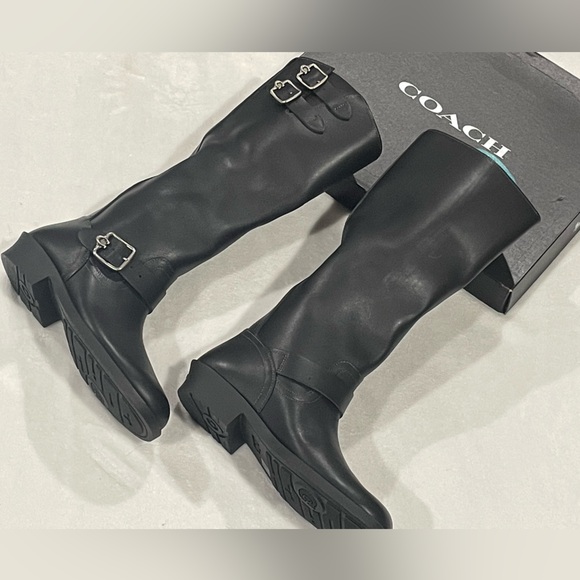 Coach Daria Buckled Tall Moto Boots Sz 8 BNWB - Picture 7 of 9